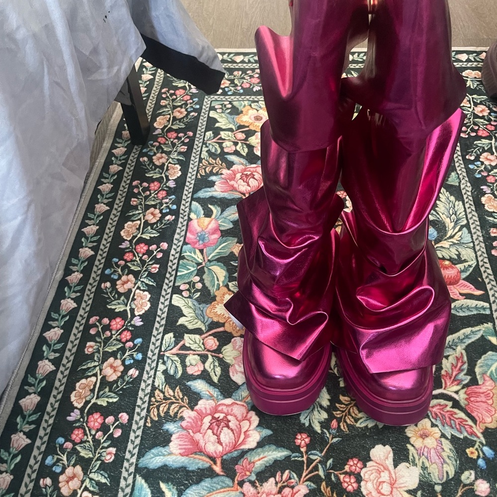 Boots Metallic Magenta Platform Over-the-Knee Boots - Women No Name